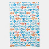 Mooie Gekleurde Vis Blauw Rood Theedoek (Verticaal)