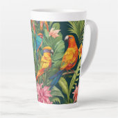 Mooie gekleurde vogels latte mok (Rechterhoek)