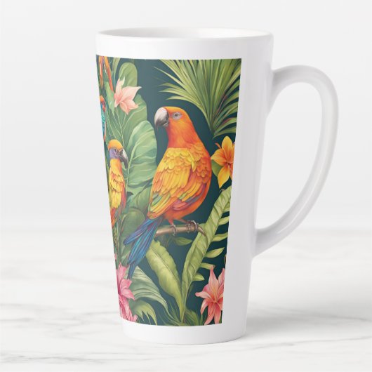 Mooie gekleurde vogels latte mok (Rechts)