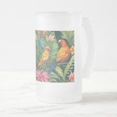 Mooie gekleurde vogels matglas bierpul (Voorkant rechts)