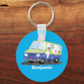 Mooie gelagenwagen cartoon sleutelhanger (Voorkant)