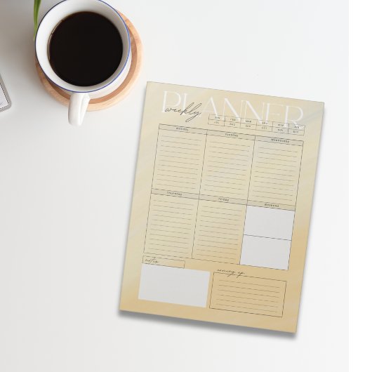 Mooie Gele Aquarel Weekplanner Notitieblok