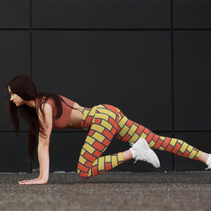 Mooie Gele Bakstenen Chevron Workout Oranje Leggings