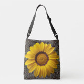 Mooie gele bloem tegen abstracte achtergrond crossbody tas (Achterkant)