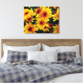 Mooie Gele Bloemen Achtergrond Canvas Afdruk (Insitu (Slaapkamer))