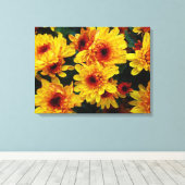 Mooie Gele Bloemen Achtergrond Canvas Afdruk (Insitu (Houten vloer))