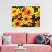 Mooie Gele Bloemen Achtergrond Canvas Afdruk (Insitu (Woonkamer))