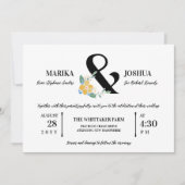 Mooie Gele Bloemen Ampersand 2 in 1 Bruiloft Kaart (Voorkant)