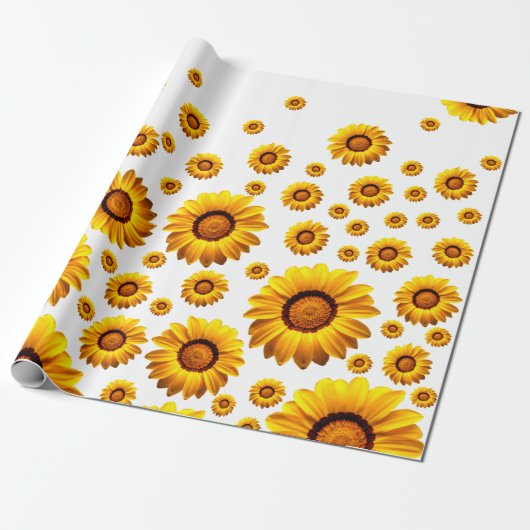 Mooie gele bloemen cadeaupapier (Uitgerold)
