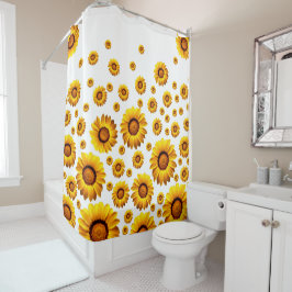 Mooie gele bloemen douchegordijn