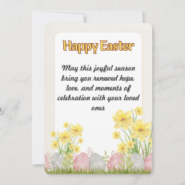 Mooie gele bloemen Gelukkig Pasen Feestdagenkaart