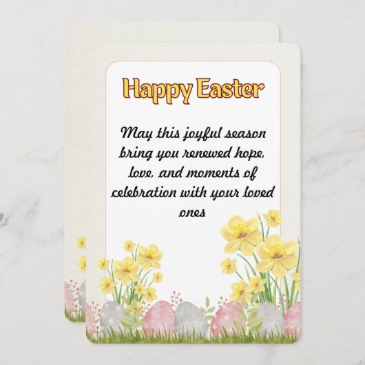 Mooie gele bloemen Gelukkig Pasen Feestdagenkaart (Voorkant / Achterkant)