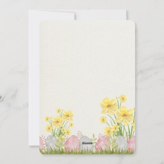 Mooie gele bloemen Gelukkig Pasen Feestdagenkaart (Achterkant)