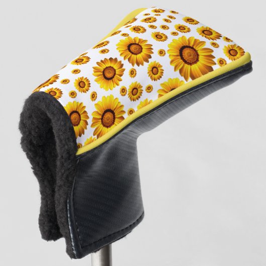 Mooie gele bloemen golfheadcover (3/4 voorkant)