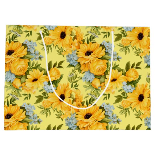 Mooie gele bloemen groot cadeauzakje (Achterkant)