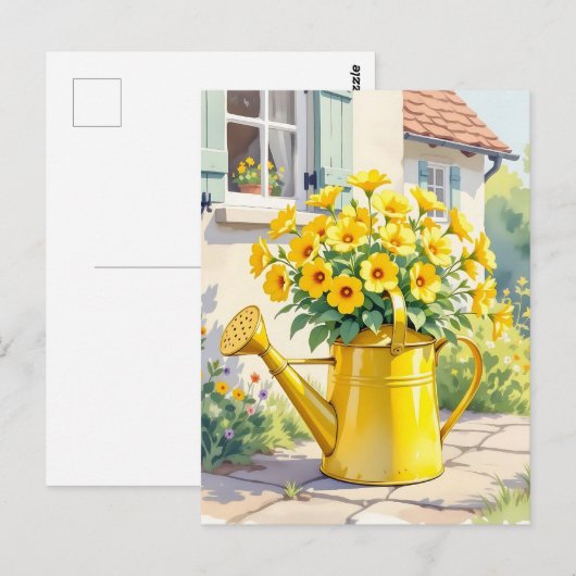 Mooie Gele Bloemen in Gietkan Briefkaart (Voorkant / Achterkant)