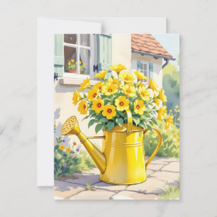 Mooie Gele Bloemen in Gietkan Briefkaart