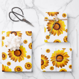 Mooie gele bloemen inpakpapier vel