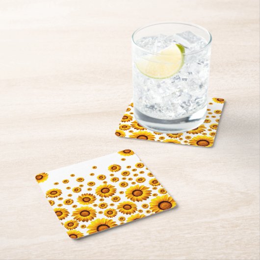 Mooie gele bloemen kartonnen onderzetters (Insitu)