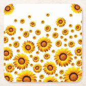 Mooie gele bloemen kartonnen onderzetters (Voorkant)