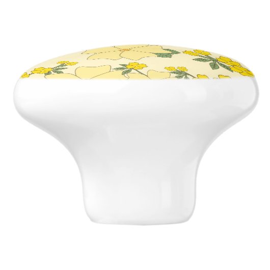 Mooie gele bloemen keramische knop (Zijkant)