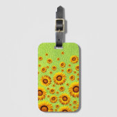 Mooie gele bloemen op abstract groen bagagelabel (Voorkant (verticaal))