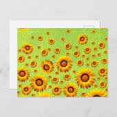 Mooie gele bloemen op abstract groen briefkaart (Voorkant / Achterkant)