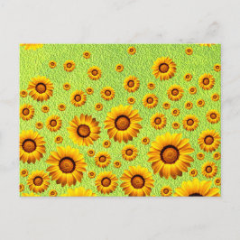 Mooie gele bloemen op abstract groen briefkaart