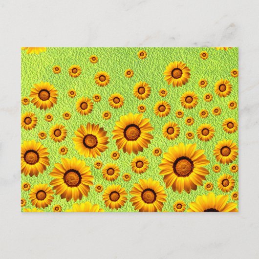 Mooie gele bloemen op abstract groen briefkaart (Voorkant)