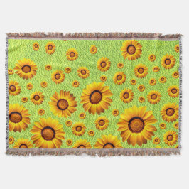 Mooie gele bloemen op abstract groen deken