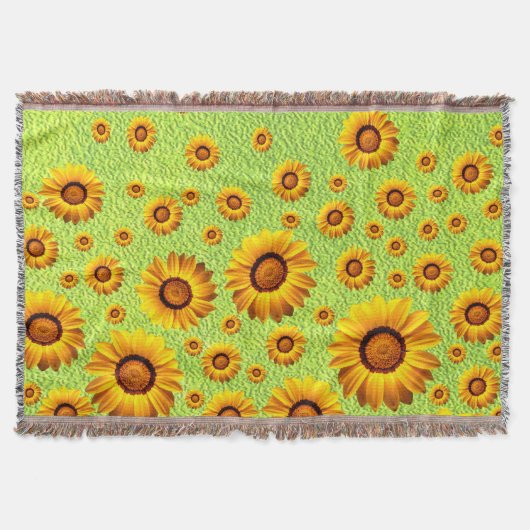 Mooie gele bloemen op abstract groen deken (Voorkant)