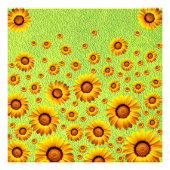 Mooie gele bloemen op abstract groen foto afdruk (Voorkant)