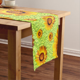 Mooie gele bloemen op abstract groen korte tafelloper