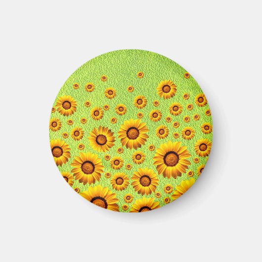 Mooie gele bloemen op abstract groen magneet (Voorkant)