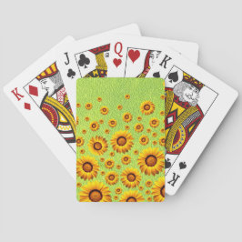Mooie gele bloemen op abstract groen pokerkaarten