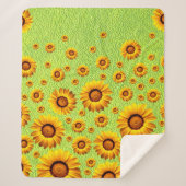 Mooie gele bloemen op abstract groen sherpa deken (Voorkant)