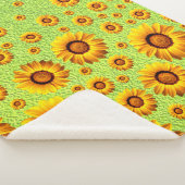 Mooie gele bloemen op abstract groen sherpa deken (3/4)