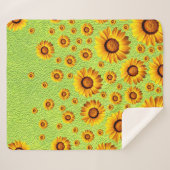 Mooie gele bloemen op abstract groen sherpa deken (Voorkant (horizontaal))