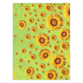 Mooie gele bloemen op abstract groen tafelkleed (Voorkant)