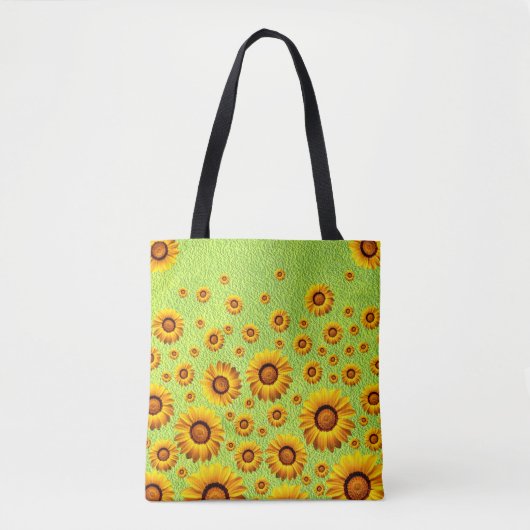 Mooie gele bloemen op abstract groen tote bag (Voorkant)