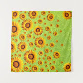 Mooie gele bloemen op abstract groen wandkleed (Voorkant (horizontaal))