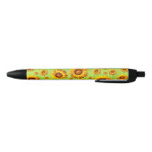 Mooie gele bloemen op abstract groen zwarte inkt pen (Bodem)