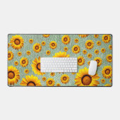 Mooie gele bloemen op donkerkalkgroen bureaumat (Keyboard & Muis)