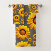 Mooie gele bloemen op grijze achtergrond bad handdoek (Insitu)