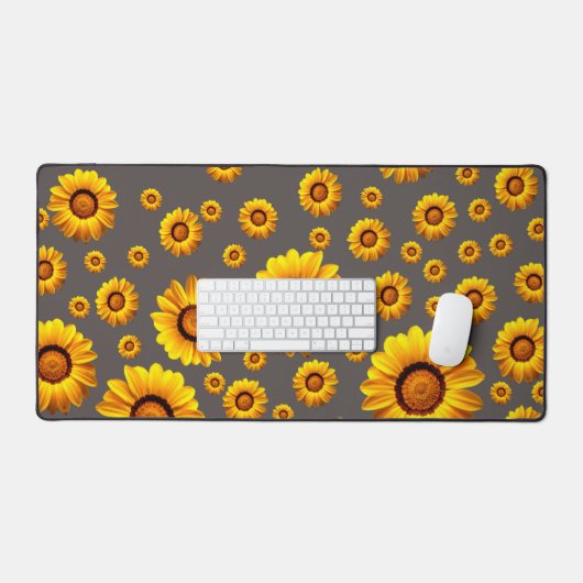 Mooie gele bloemen op grijze achtergrond bureaumat (Keyboard & Muis)