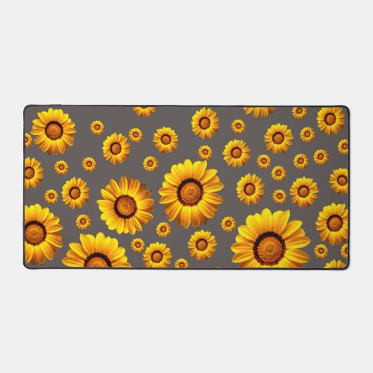 Mooie gele bloemen op grijze achtergrond bureaumat (Voorkant)