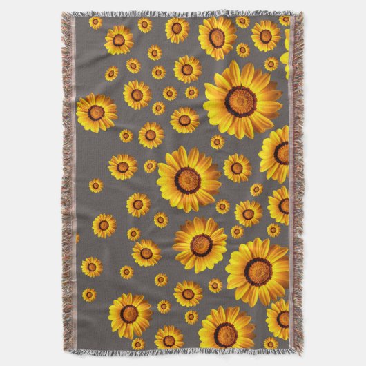 Mooie gele bloemen op grijze achtergrond deken (Voorkant Verticaal)