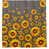 Mooie gele bloemen op grijze achtergrond douchegordijn (Voorkant)