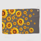 Mooie gele bloemen op grijze achtergrond golfhanddoek (Horizontaal)