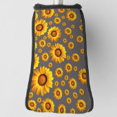 Mooie gele bloemen op grijze achtergrond golfheadcover (Draai 90)